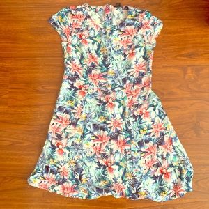 H&M Pastel Floral Print Midi Dress w/ Short Sleeve